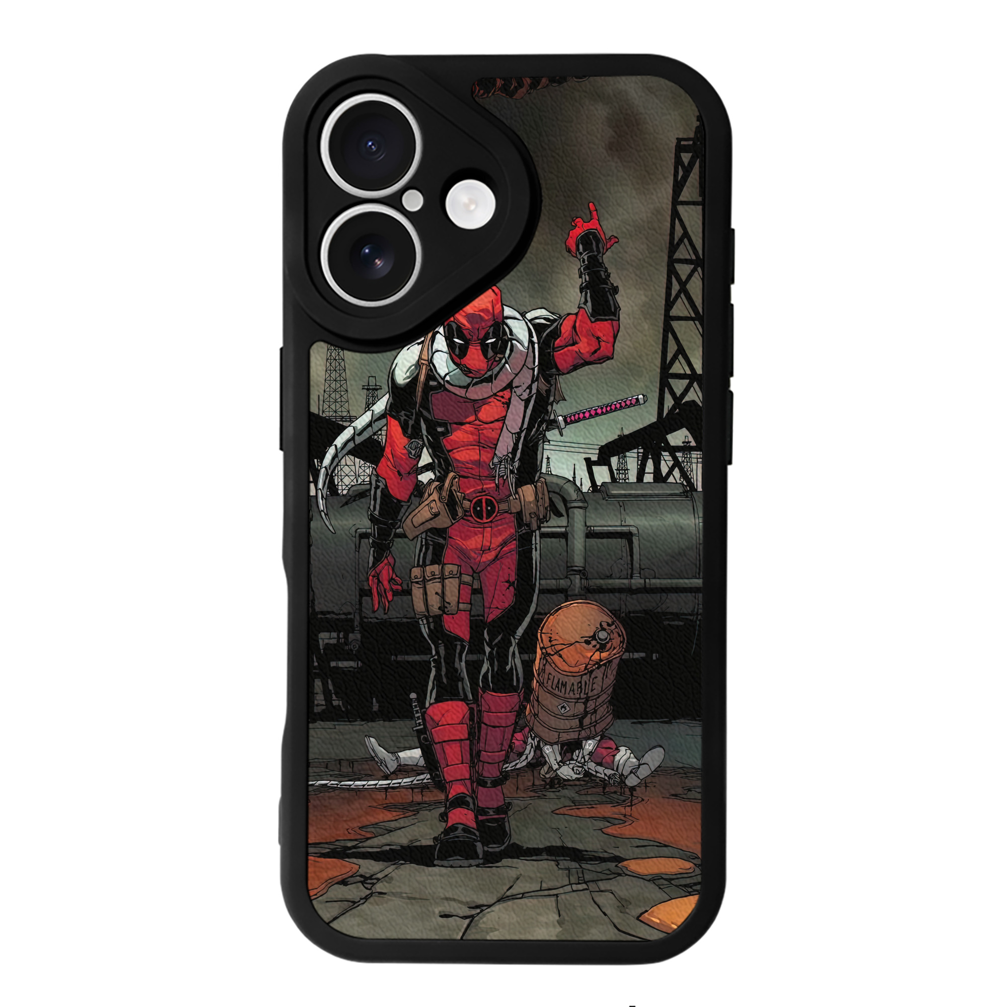 （画像用） Deadpool デッドプール 【iPhone 16シリーズ対応】シリコンスマホケース（レザー調） 材質：シリコン